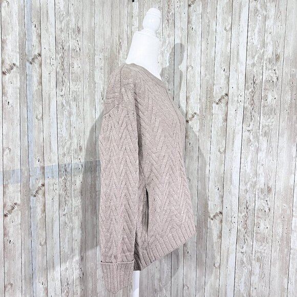Women's New York & Company Sweater | Tan | Crew Neck | Medium | Pockets - Picture 3 of 13